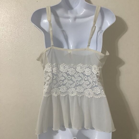Y2K Off White Lace Babydoll Fairy Coquette Dollette Angelcore Lace Camisole 1X - Picture 4 of 8